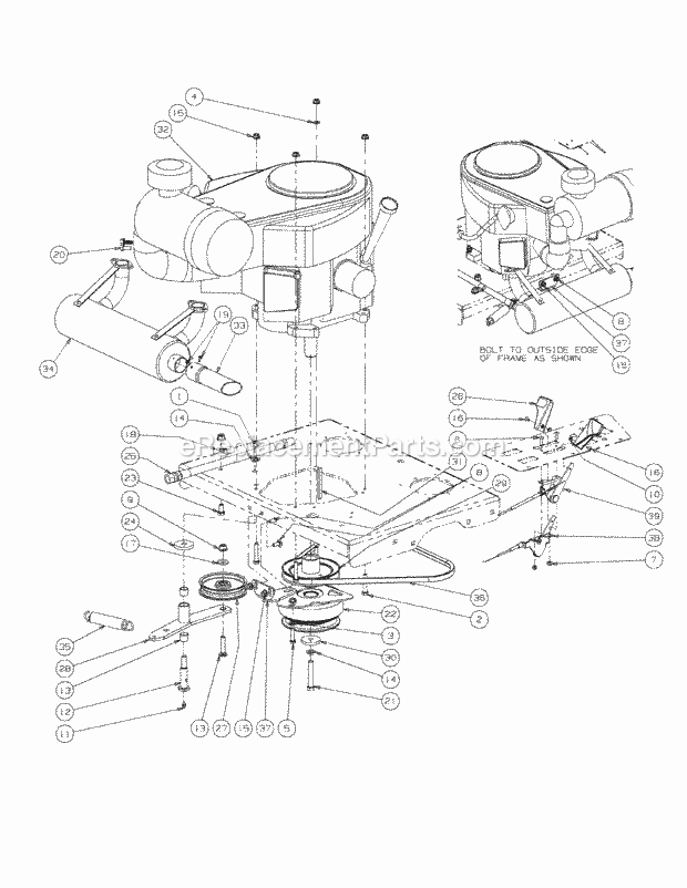 Kawasaki Engine Assembly Diagram and Parts List for M48-KW 53AI8CTV750-23HP Cub Cadet Lawn Tractor